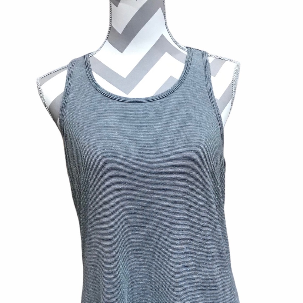 Avia Black/White Striped Sleeveless Tank Top